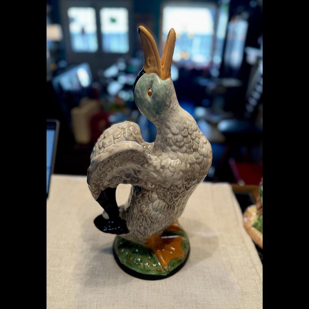 Vintage Bordallo Pinheiro Portuguese Pottery Duck Pitcher
